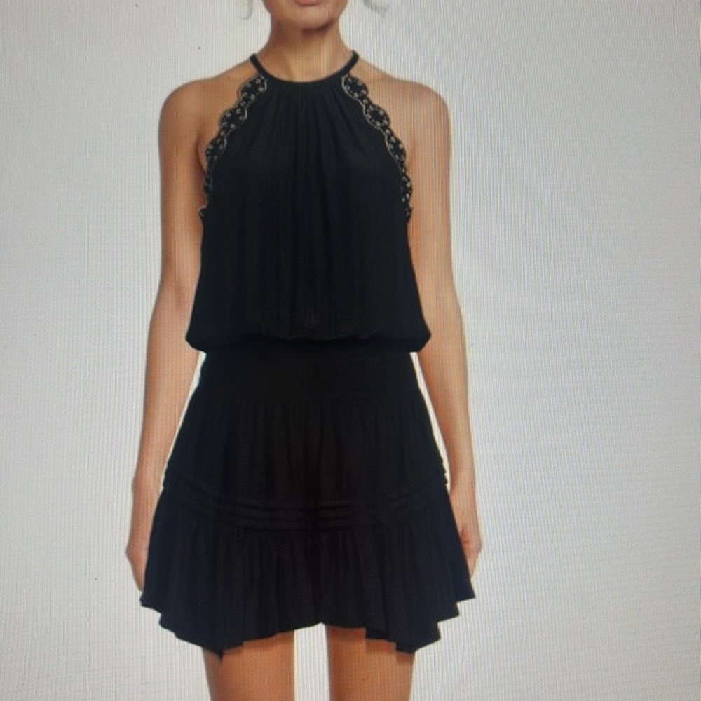 NWT Ramy Brook Rowan Eyelet Smocked Dress. Size XS. Black